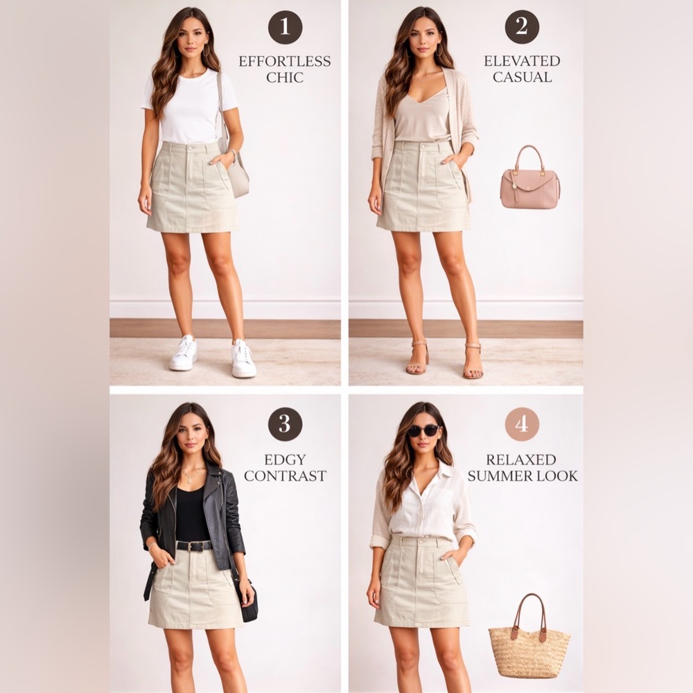 DKNY Jeans Light Tan Denim Skirt